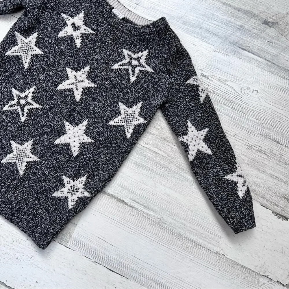 Baby Gap Sweater Toddler 2T Black Cream Stars Cotton Wool Crew Neck Cozy Fall